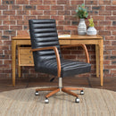 Borsen Espresso Leather Desk Chair-Dovetailed &amp; Doublestitched