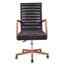 Borsen Espresso Leather Desk Chair-Dovetailed &amp; Doublestitched