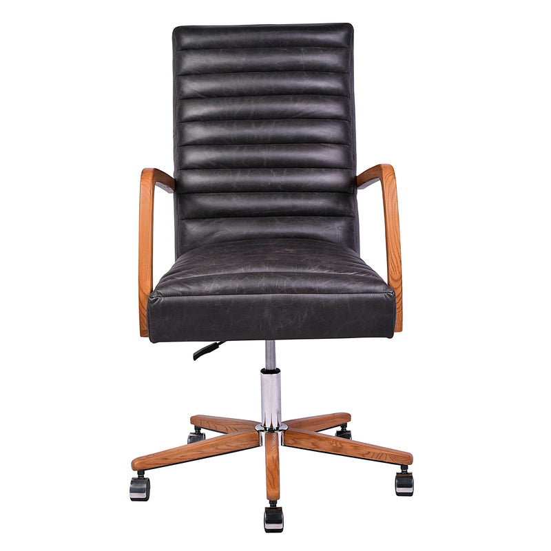 Borsen Espresso Leather Desk Chair-Dovetailed &amp; Doublestitched