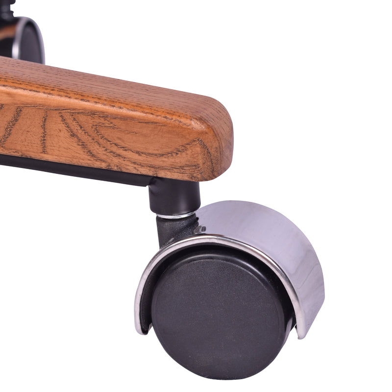 Borsen Espresso Leather Desk Chair-Dovetailed &amp; Doublestitched
