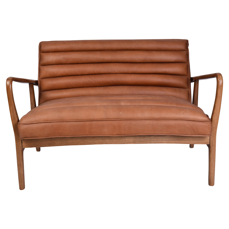 Borsen Toffee Leather Mid Century Sofa-Dovetailed &amp; Doublestitched