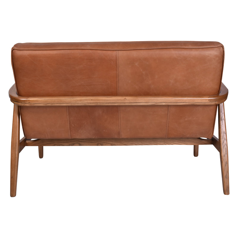 Borsen Toffee Leather Mid Century Sofa-Dovetailed &amp; Doublestitched