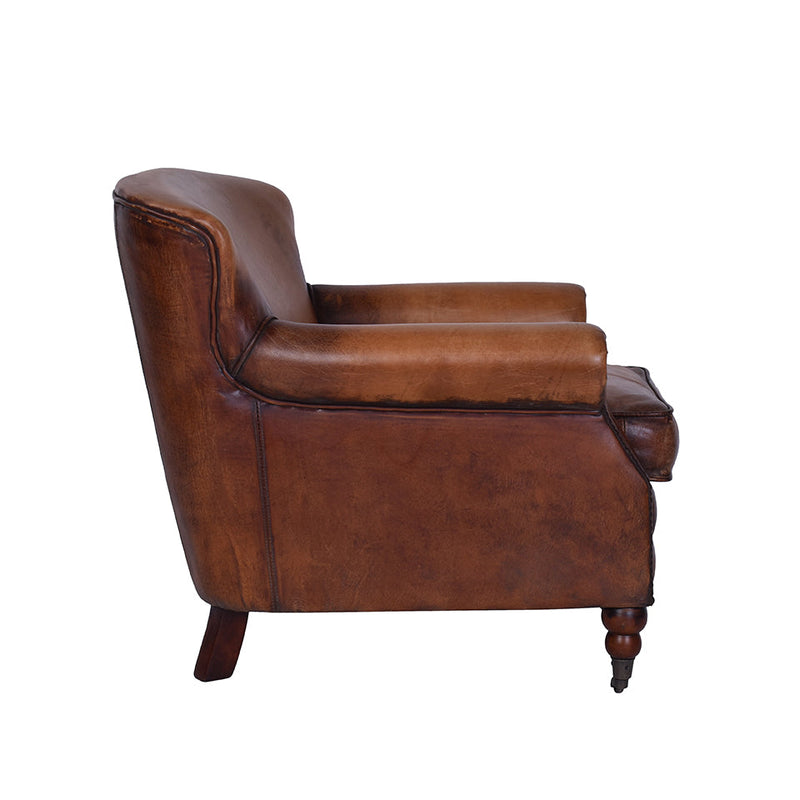 Bruges Antique Leather Armchair-Dovetailed &amp; Doublestitched