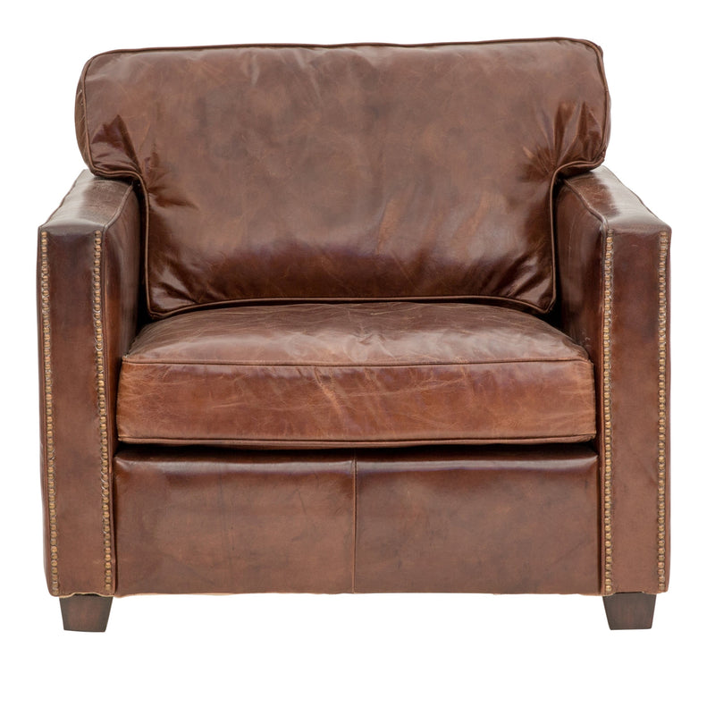Cadogan Square Arm Vintage Leather Armchair-Dovetailed &amp; Doublestitched