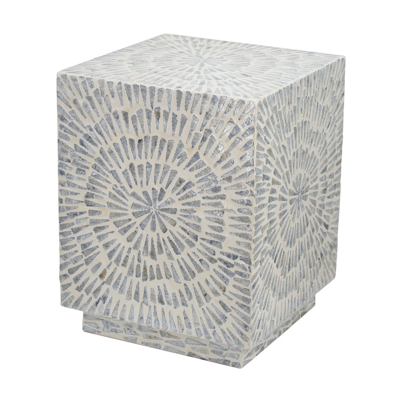 Capiz Square Accent Stool-Dovetailed &amp; Doublestitched