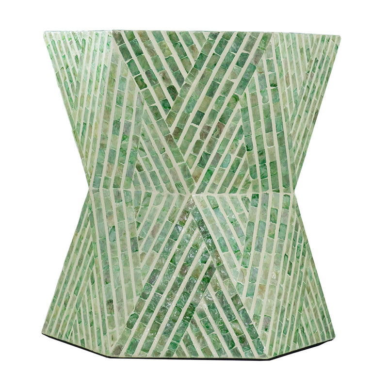 Capiz Stool Green & White-Dovetailed &amp; Doublestitched