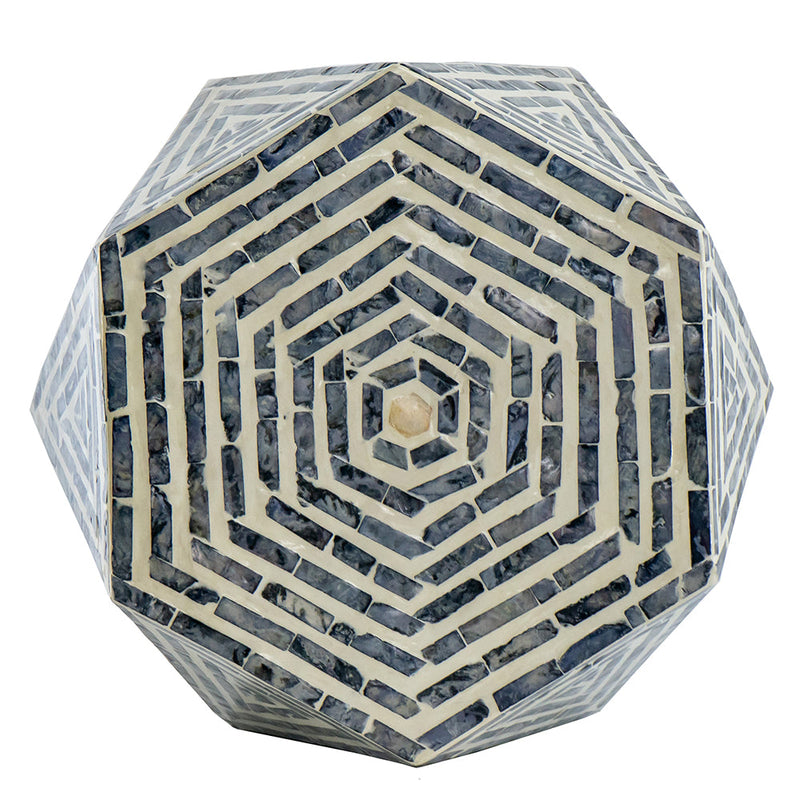 Capiz Stool Hexagon-Dovetailed &amp; Doublestitched
