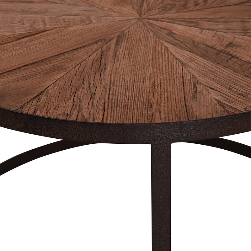 Captain's Large Round Coffee Table-Dovetailed &amp; Doublestitched