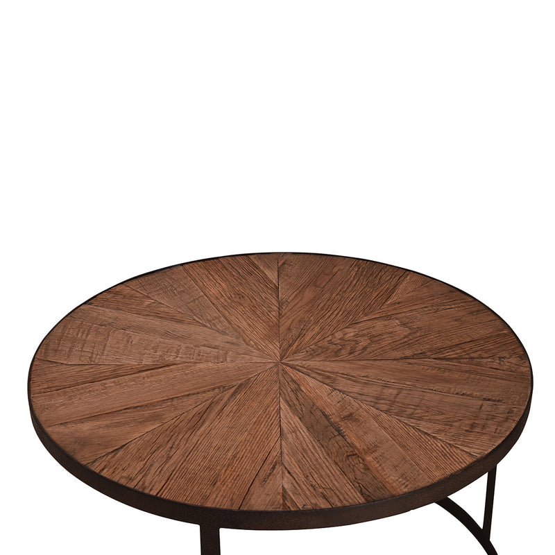 Captain's Large Round Coffee Table-Dovetailed &amp; Doublestitched