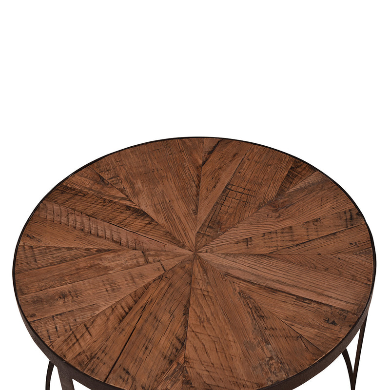 Captain's Small Round Coffee Table-Dovetailed &amp; Doublestitched