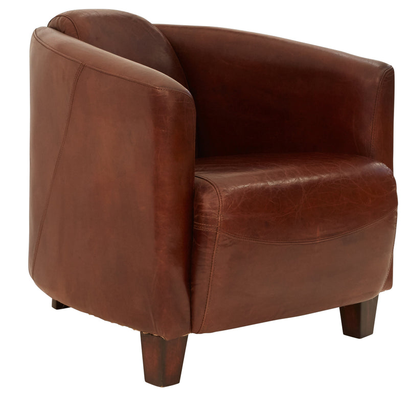 Carlton Vintage Leather Tub Chair-Dovetailed &amp; Doublestitched