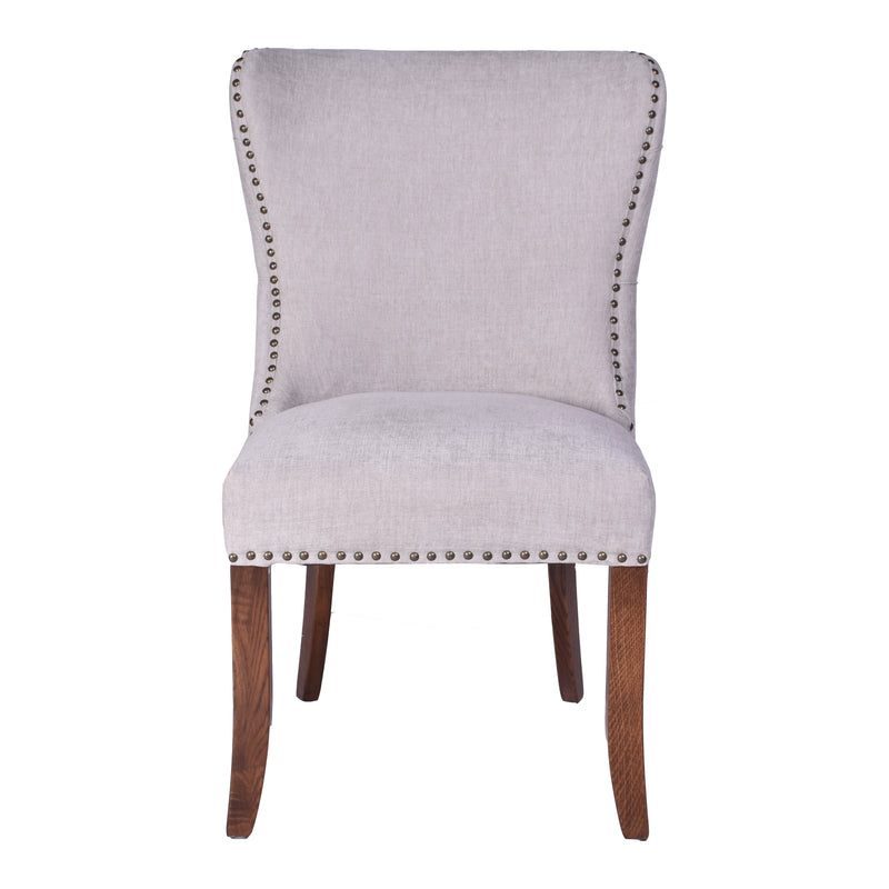 Carolina Grey Linen Button Back Dining Chair Maron Leg-Dovetailed &amp; Doublestitched