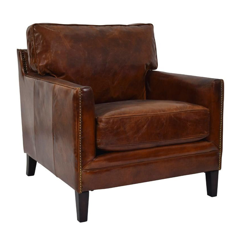 Carre Vintage Leather Armchair-Dovetailed &amp; Doublestitched