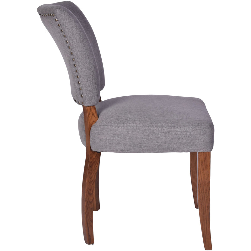 Cartier Chair In Grey Linen Maron Leg-Dovetailed &amp; Doublestitched