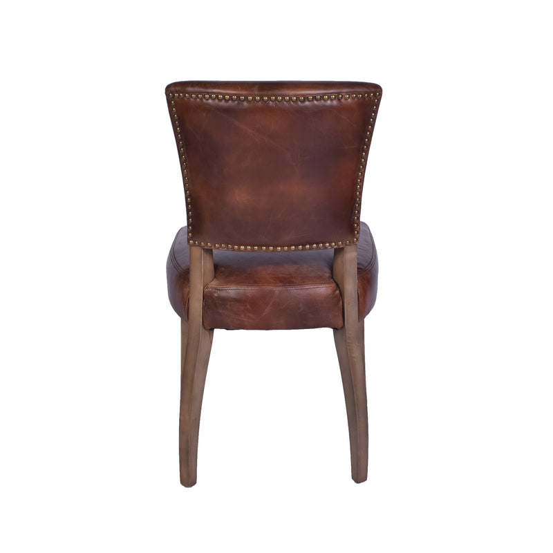 Cartier Waxed Distressed Leather Dining Chair Briarsmoke-Dovetailed &amp; Doublestitched
