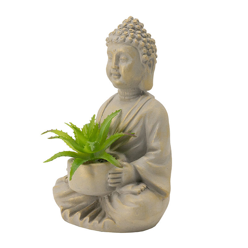Cement Buddha with Mini Succulent Set-Dovetailed &amp; Doublestitched