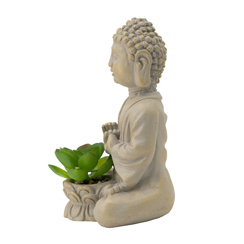 Cement Buddha with Mini Succulent Set-Dovetailed &amp; Doublestitched