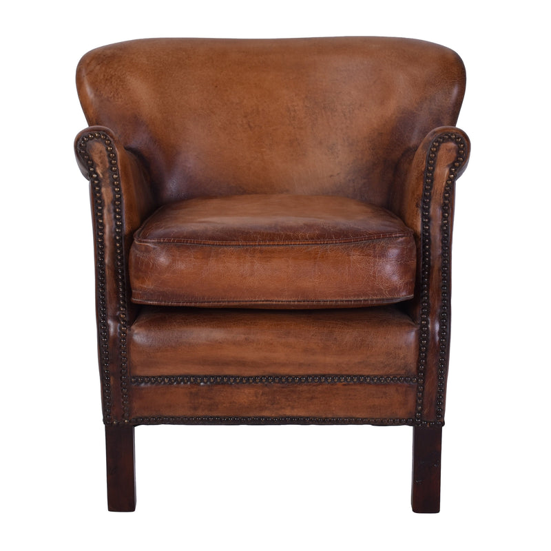 Clarence Professor Antique Leather Armchair-Dovetailed &amp; Doublestitched