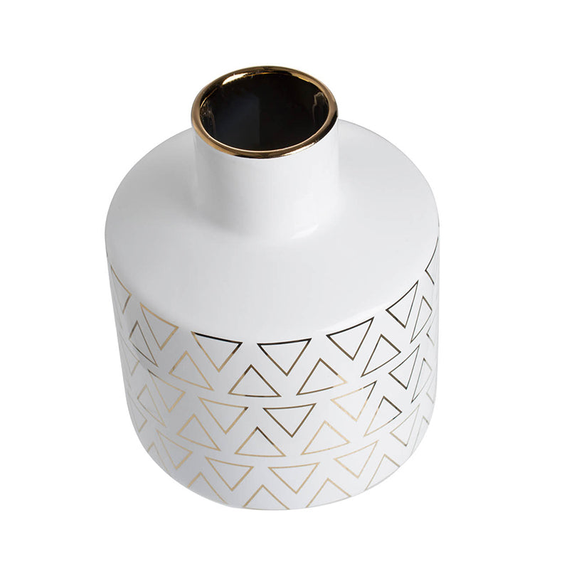 Contemporary White & Gold Vase 20cm-Dovetailed &amp; Doublestitched