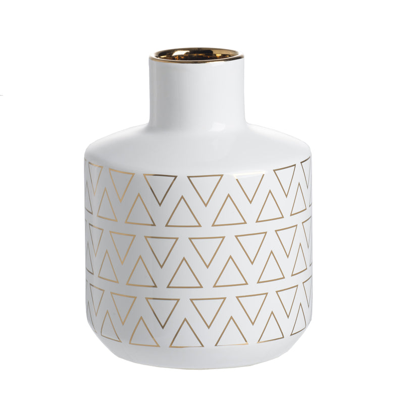 Contemporary White & Gold Vase 20cm-Dovetailed &amp; Doublestitched