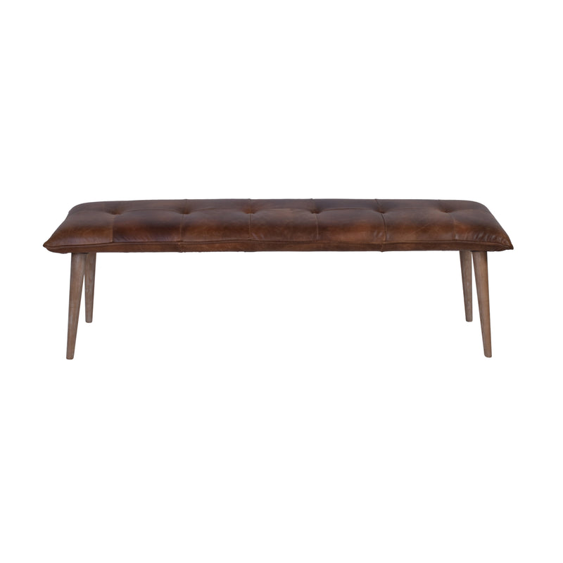 Danish Mid Century Leather Bench-Dovetailed &amp; Doublestitched