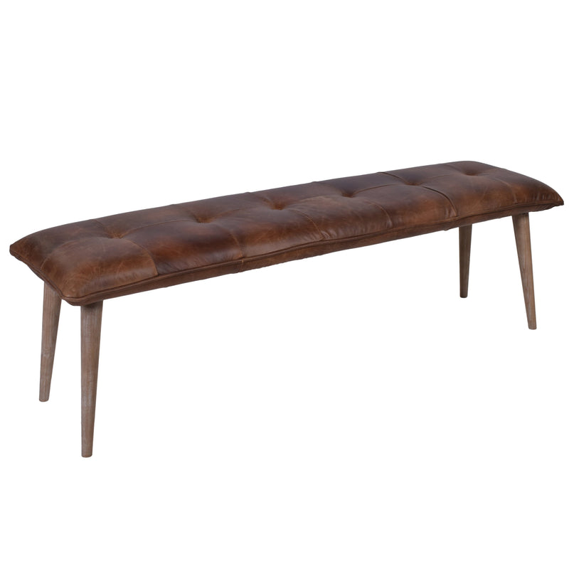Danish Mid Century Leather Bench-Dovetailed &amp; Doublestitched