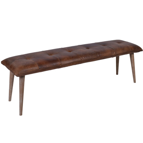 Danish Mid Century Leather Bench
