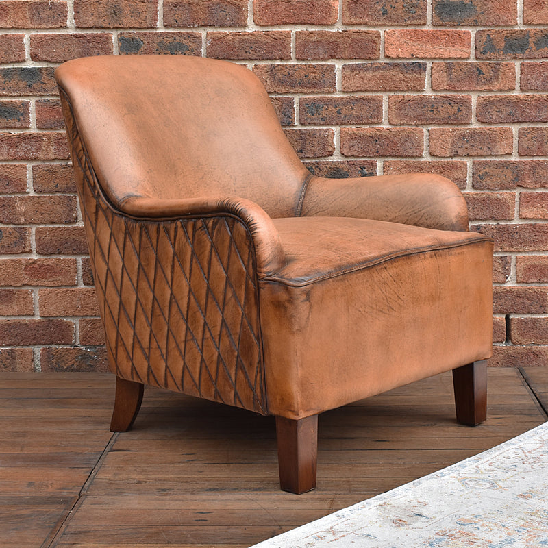 Denwick Antique Leather Armchair-Dovetailed &amp; Doublestitched