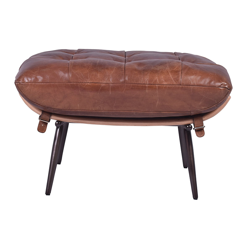 Dorset Vintage Leather Ottoman-Dovetailed &amp; Doublestitched