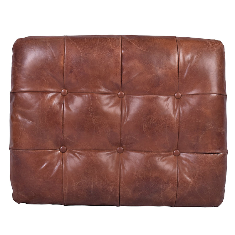 Dorset Vintage Leather Ottoman-Dovetailed &amp; Doublestitched