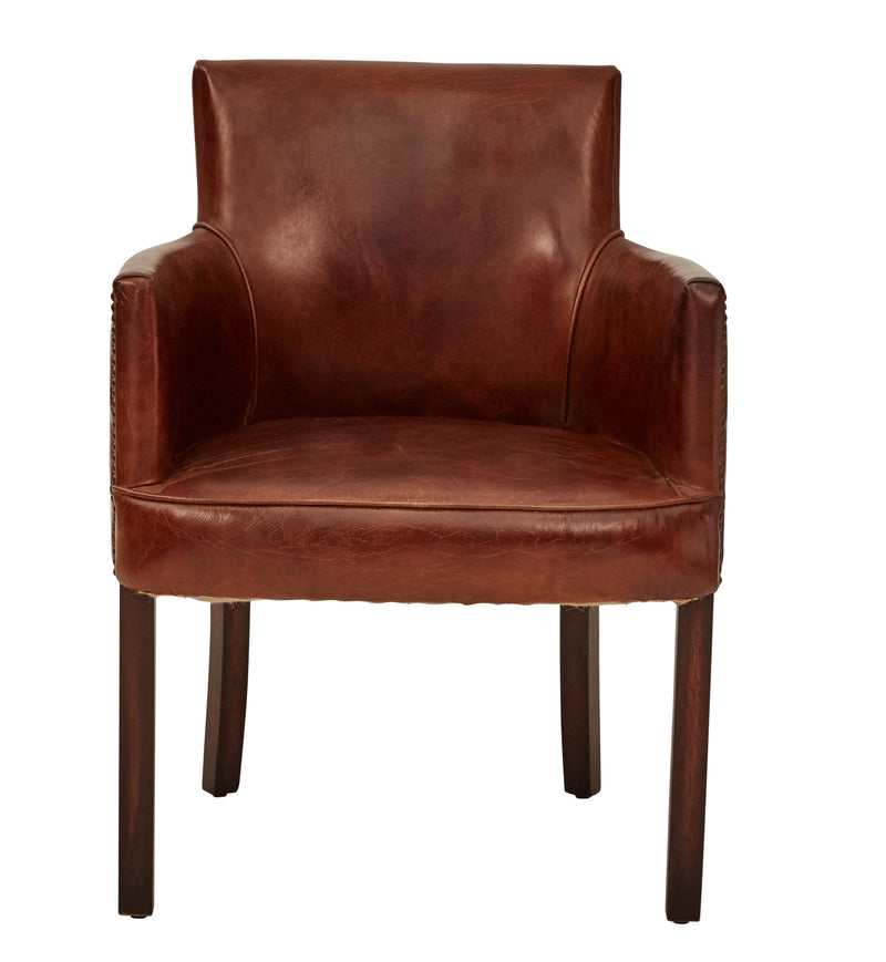 Elgin Vintage Leather Carver Chair-Dovetailed &amp; Doublestitched