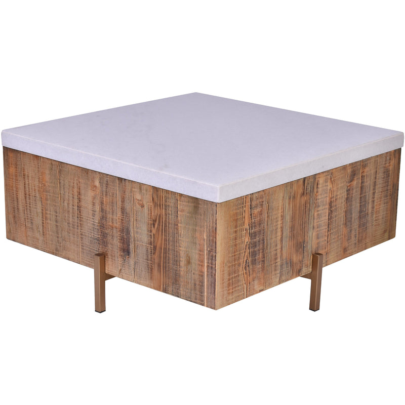 Fabia White Marble Coffee Table-Dovetailed &amp; Doublestitched