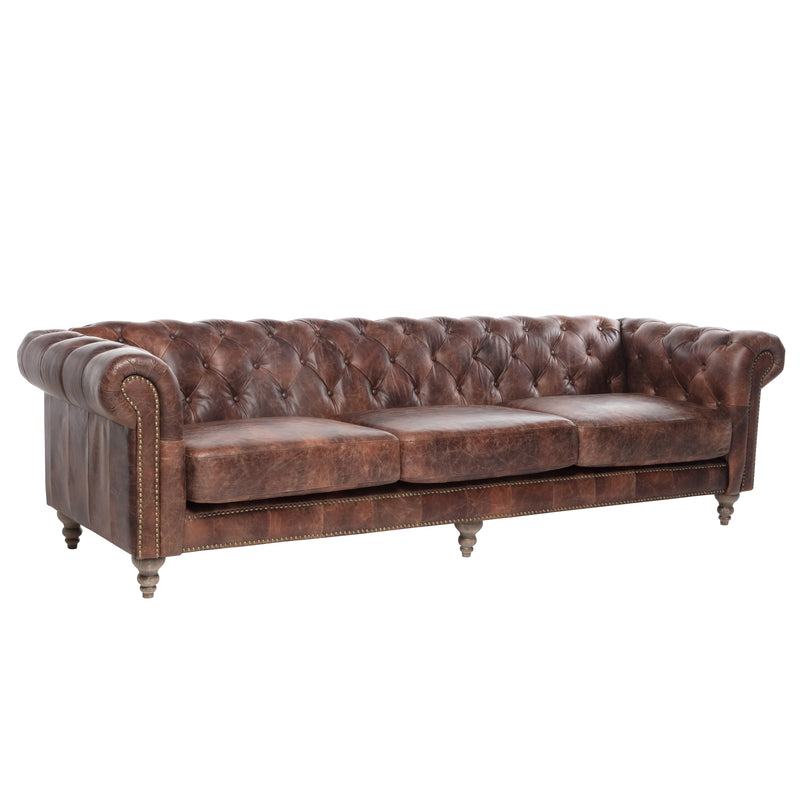 GG Distressed Leather Chesterfield Sofa - 4 Seater-Dovetailed &amp; Doublestitched