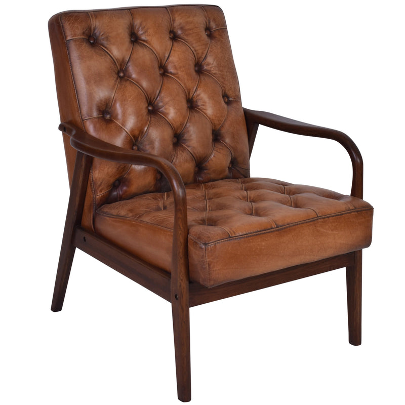 Havana Antique Leather Armchair-Dovetailed &amp; Doublestitched