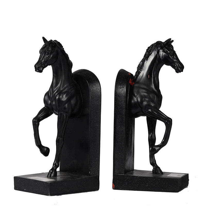 Horse Bookends in Black-Dovetailed &amp; Doublestitched
