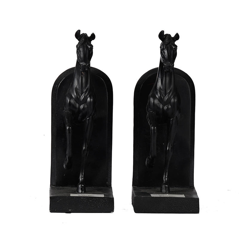 Horse Bookends in Black-Dovetailed &amp; Doublestitched