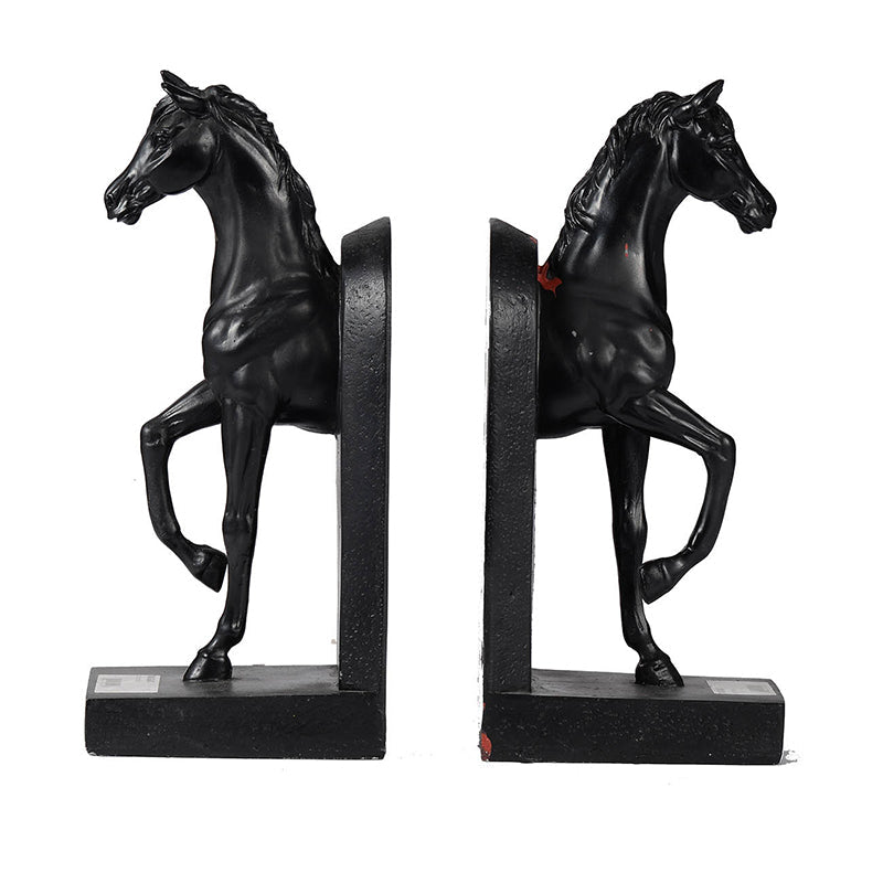 Horse Bookends in Black-Dovetailed &amp; Doublestitched