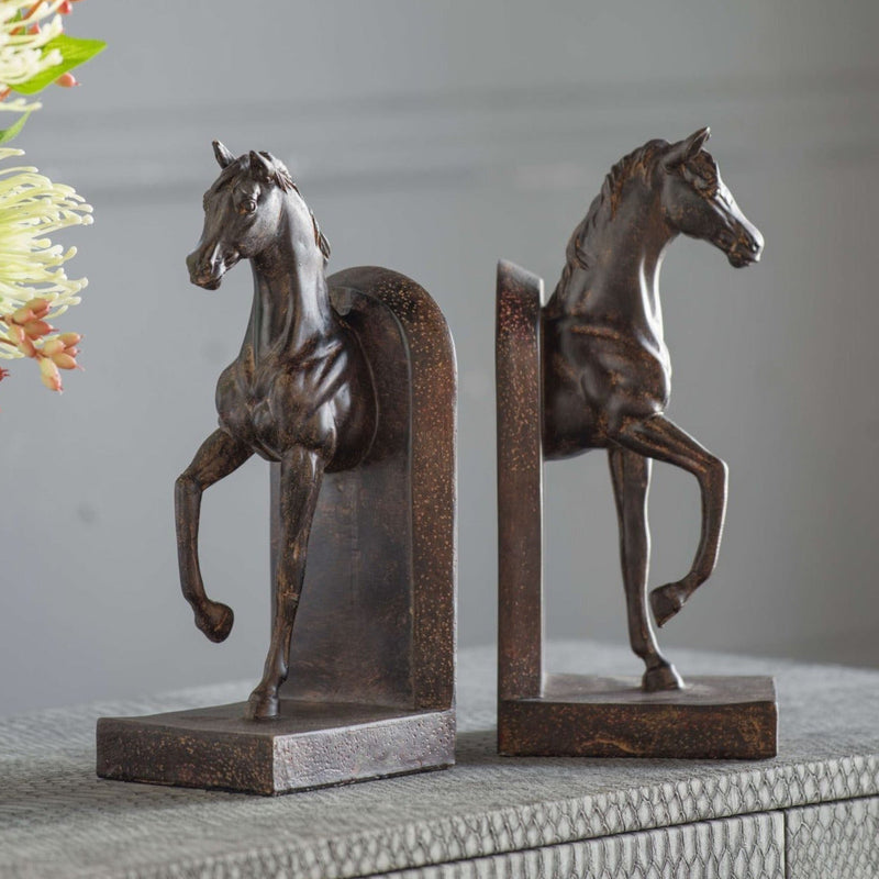 Horse Bookends in Brown-Dovetailed &amp; Doublestitched