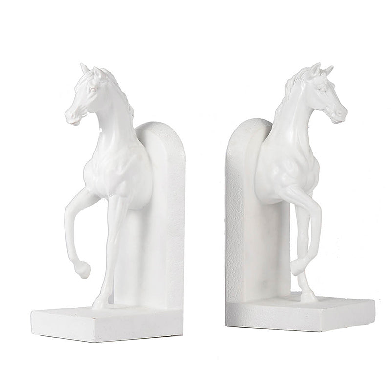 Horse Bookends in White-Dovetailed &amp; Doublestitched