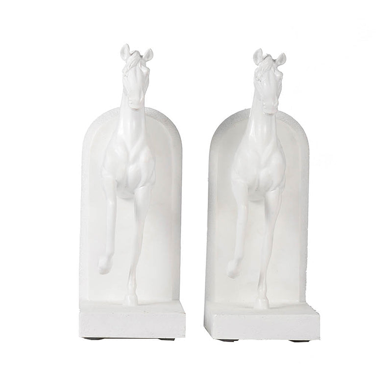Horse Bookends in White-Dovetailed &amp; Doublestitched