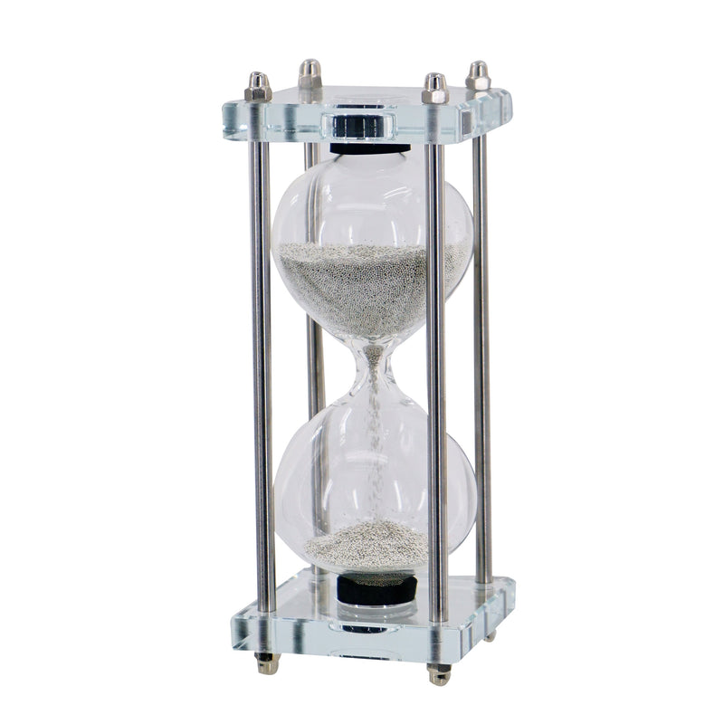Hourglass With Crystal Stand,Plated Silver Sand Small-Dovetailed &amp; Doublestitched