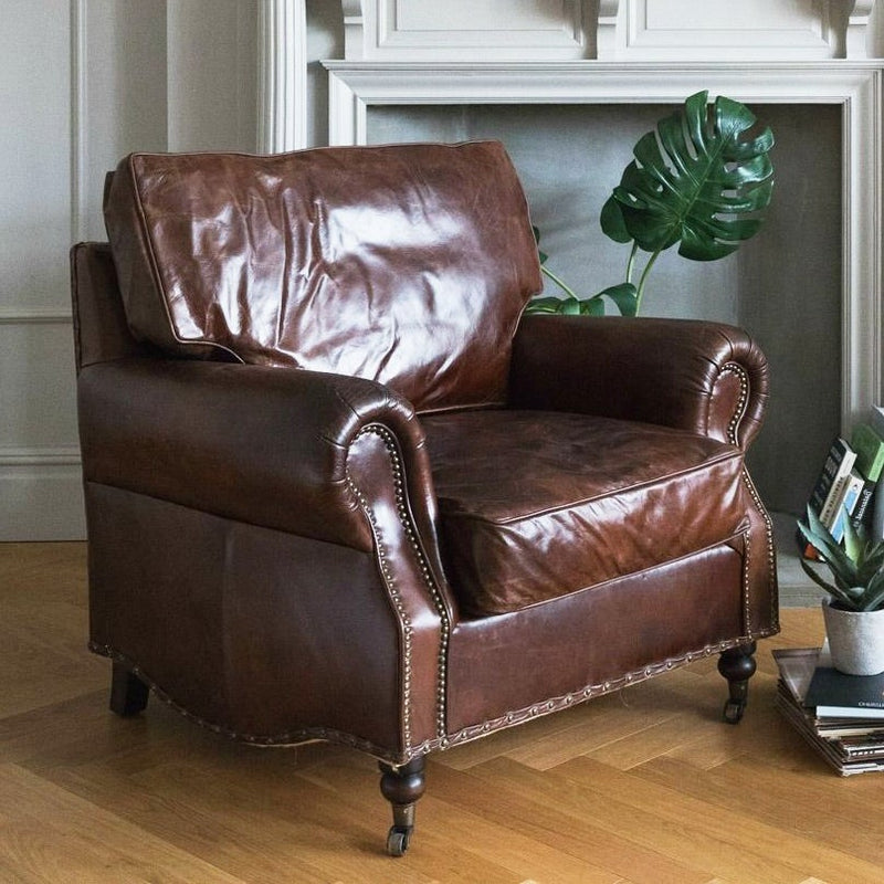 Hyde Vintage Leather Armchair-Dovetailed &amp; Doublestitched