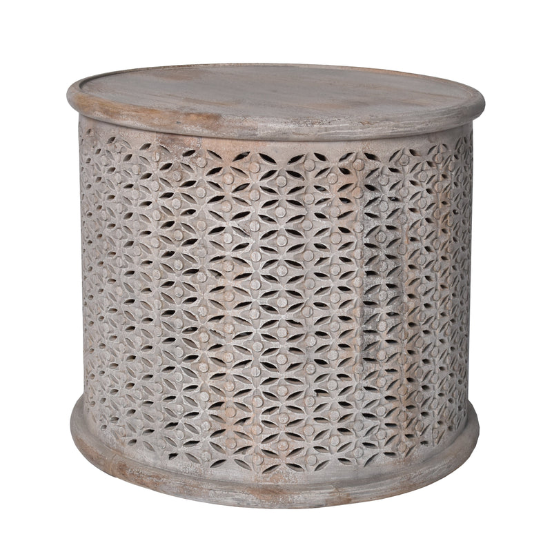 Jaipur Boho Carved Side Table-Dovetailed &amp; Doublestitched