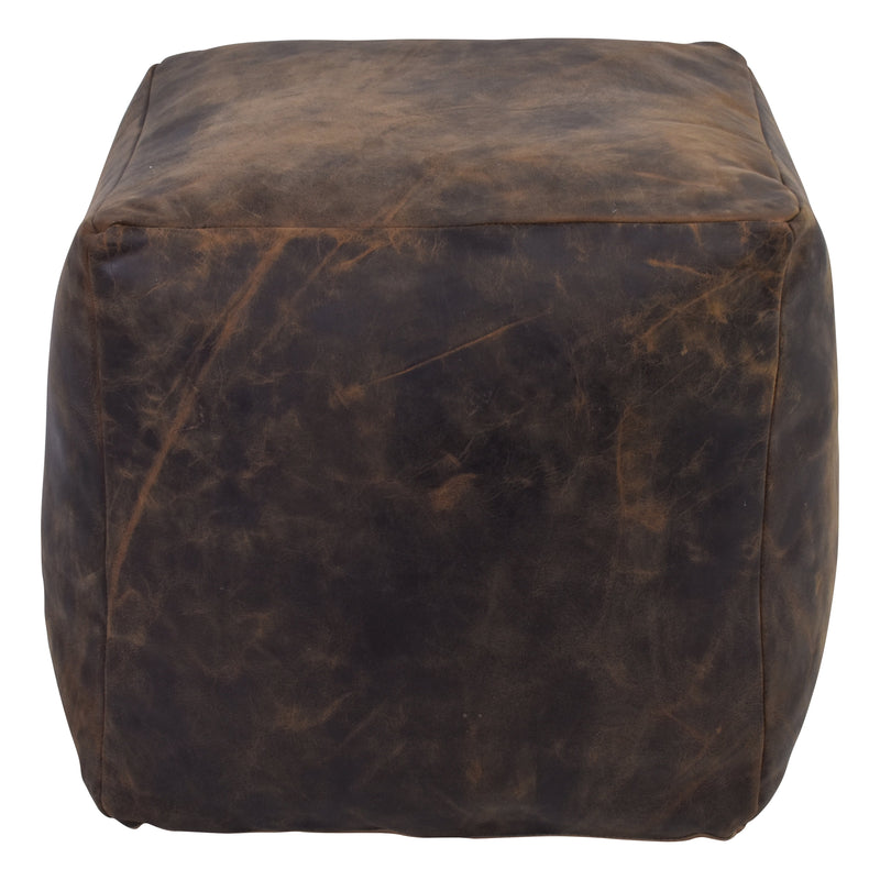 Jaipur Industrial Leather Ottoman-Dovetailed &amp; Doublestitched