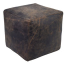 Jaipur Industrial Leather Ottoman-Dovetailed &amp; Doublestitched