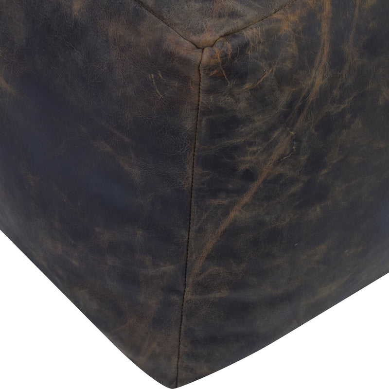 Jaipur Industrial Leather Ottoman-Dovetailed &amp; Doublestitched