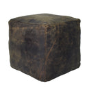 Jaipur Industrial Leather Ottoman-Dovetailed &amp; Doublestitched