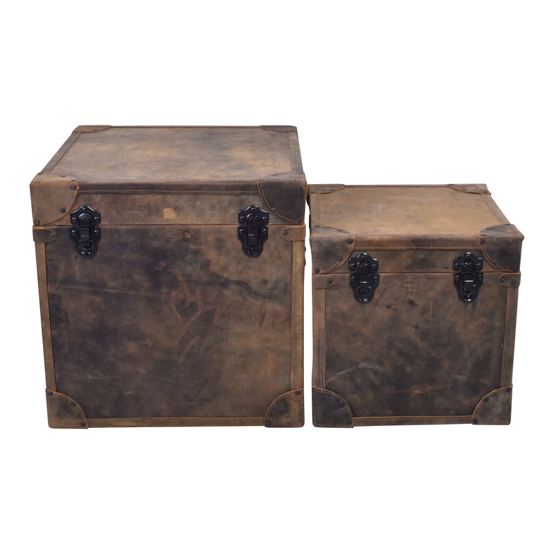 Jaipur Leather Storage Boxes Set-Dovetailed &amp; Doublestitched