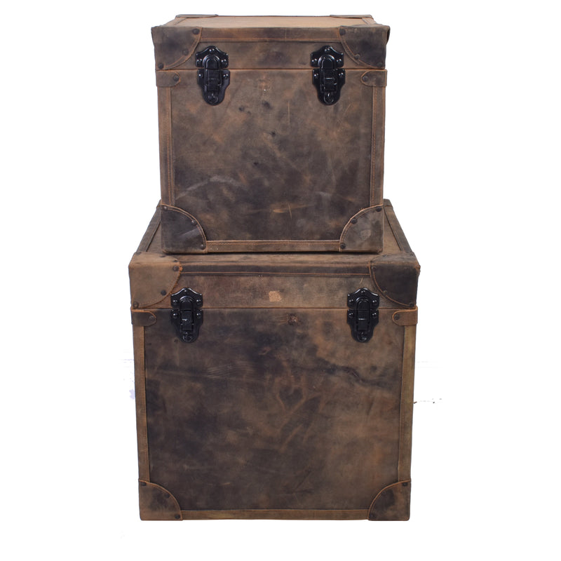 Jaipur Leather Storage Boxes Set-Dovetailed &amp; Doublestitched