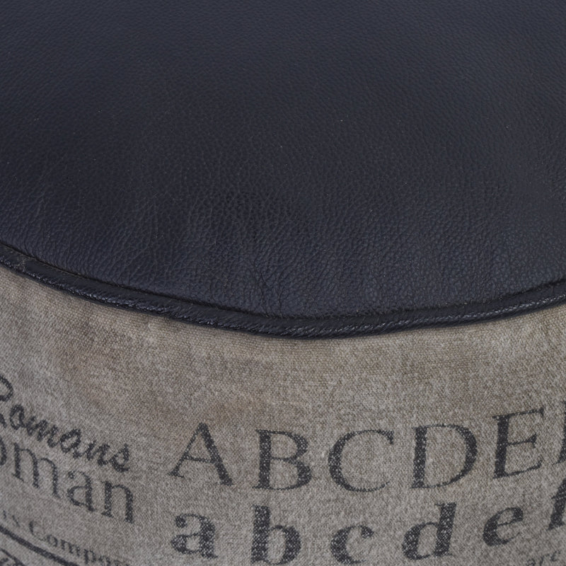 Jaipur Leather and Canvas Ottoman-Dovetailed &amp; Doublestitched